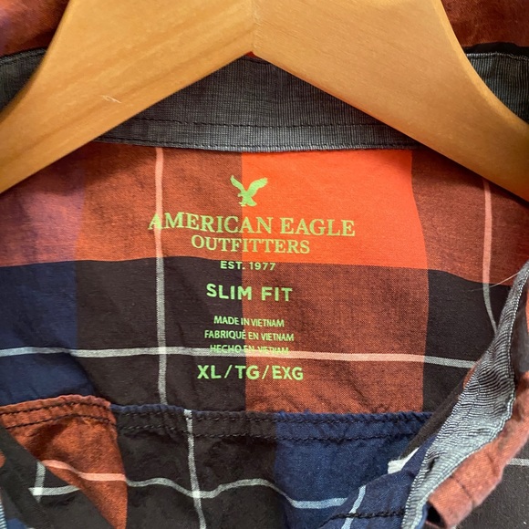American Eagle | Short Sleeve Plaid Button Down Shirt Slim fit XXL - Picture 3 of 3